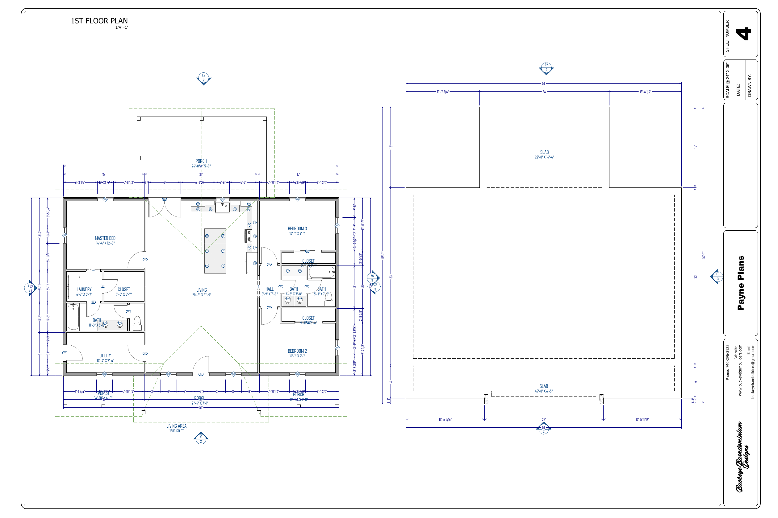 Payne Residence exact first floor plan from plan PDF