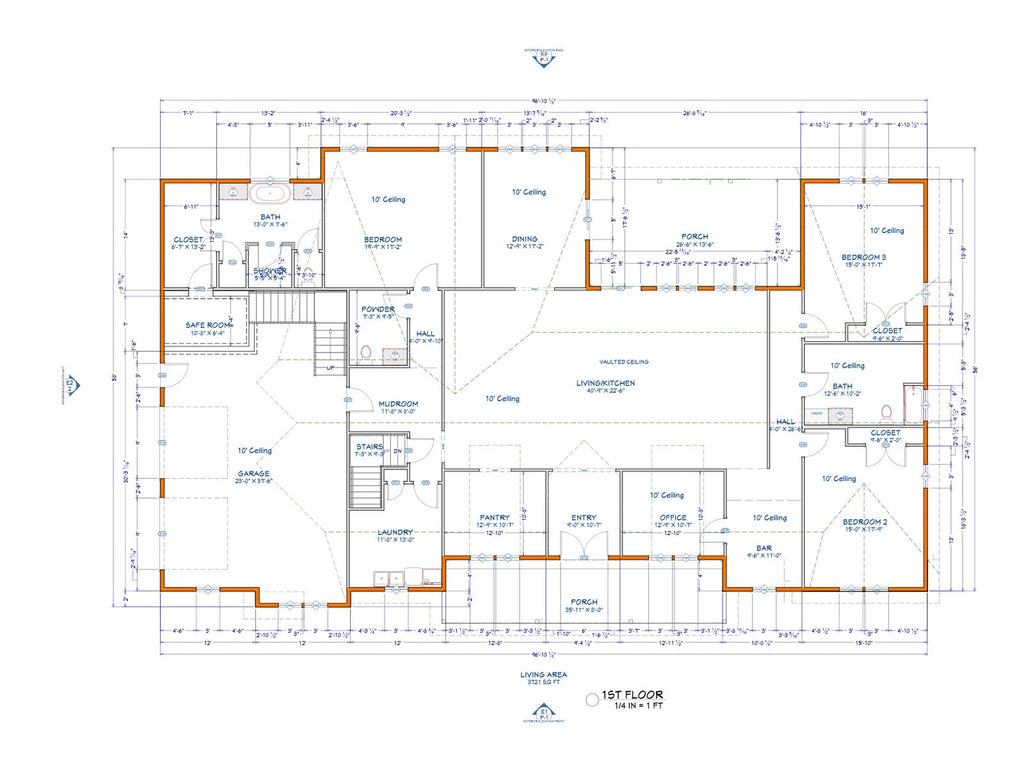 The Ridgecrest Barndominium first floor plan