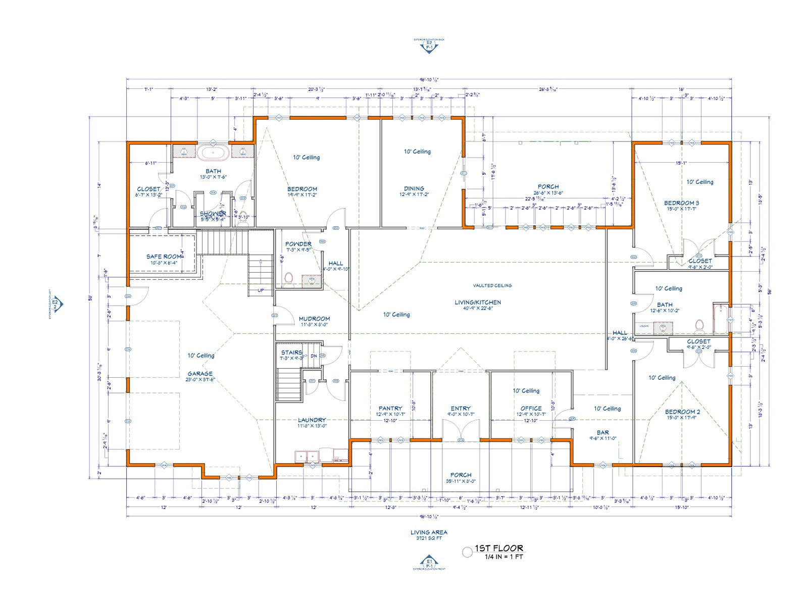 The Ridgecrest Barndominium first floor plan