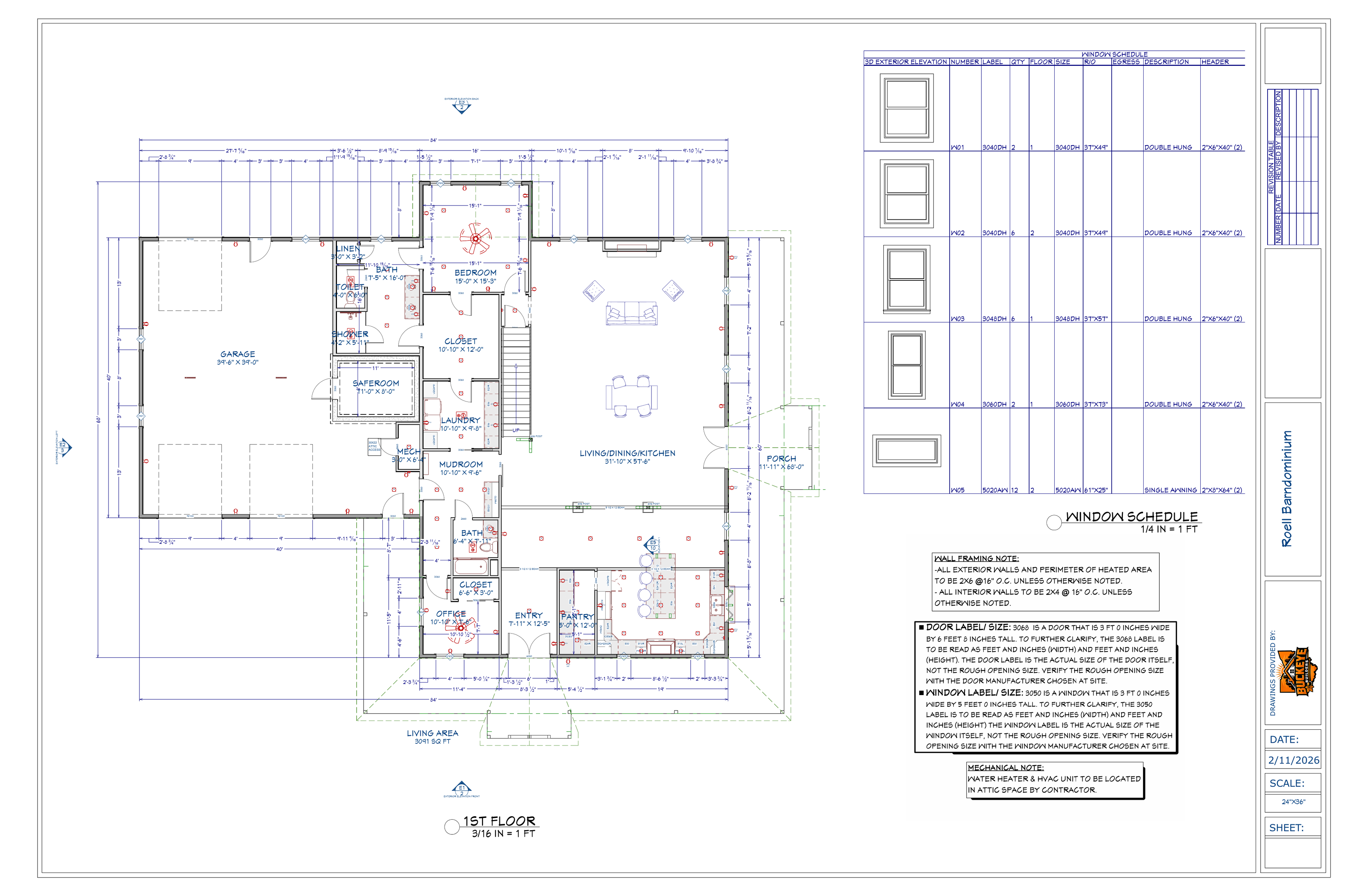 Exact main floor plan from the Roell final plan PDF