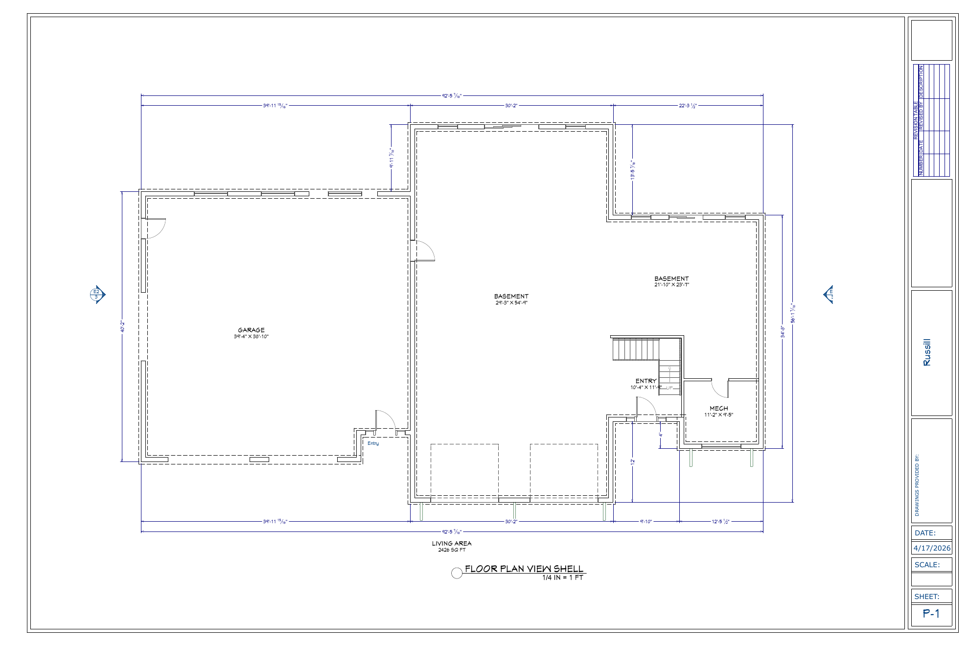 Russill Residence exact basement floor plan from plan PDF
