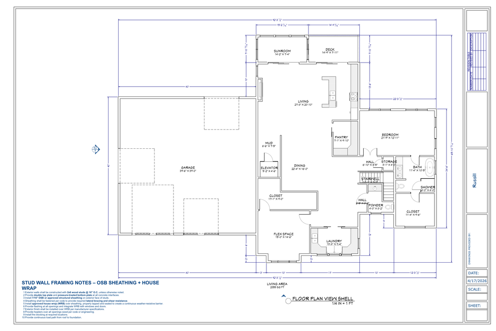 Russill Residence exact main floor plan from plan PDF