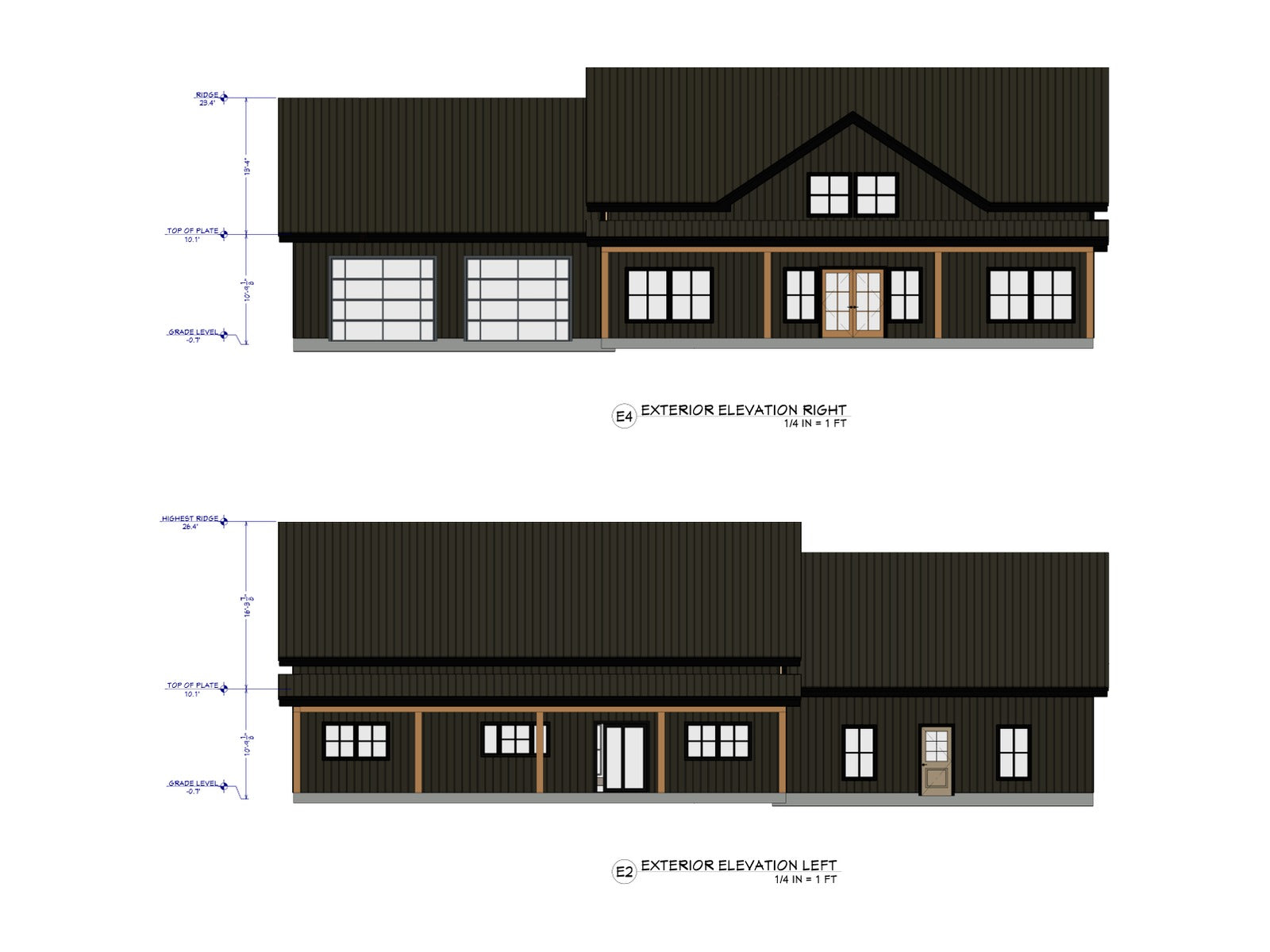 The Timberline Barndominium exterior elevations