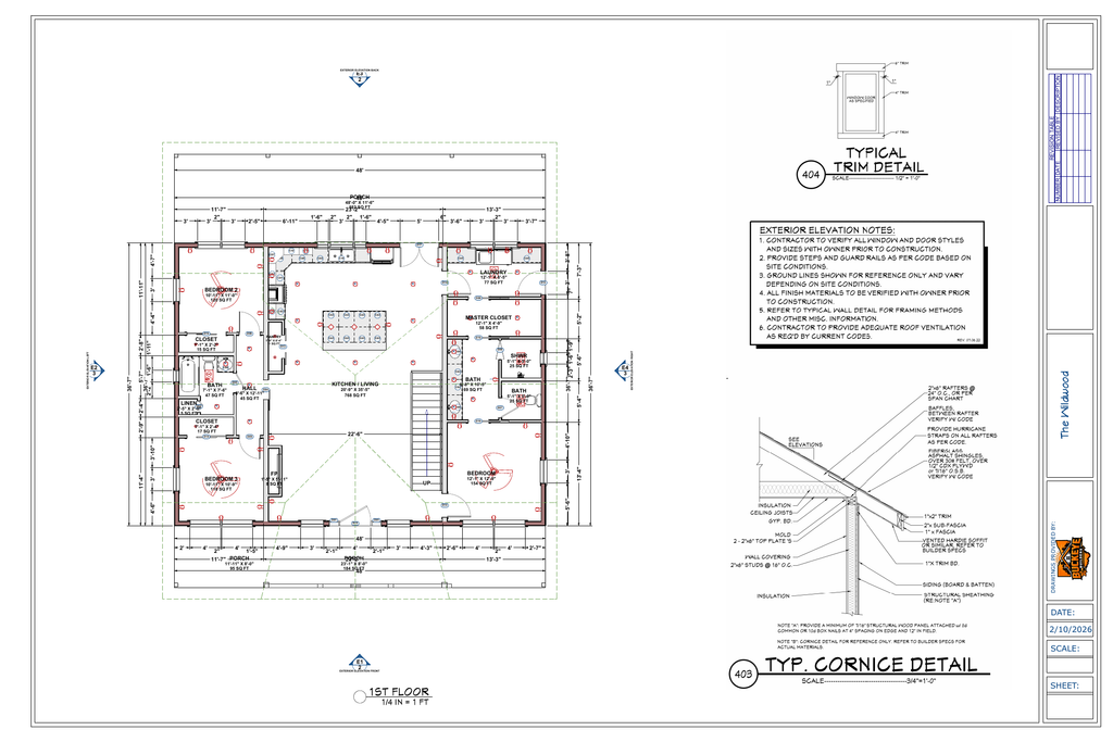 The Wildwood Crawlspace exact main floor plan from plan PDF