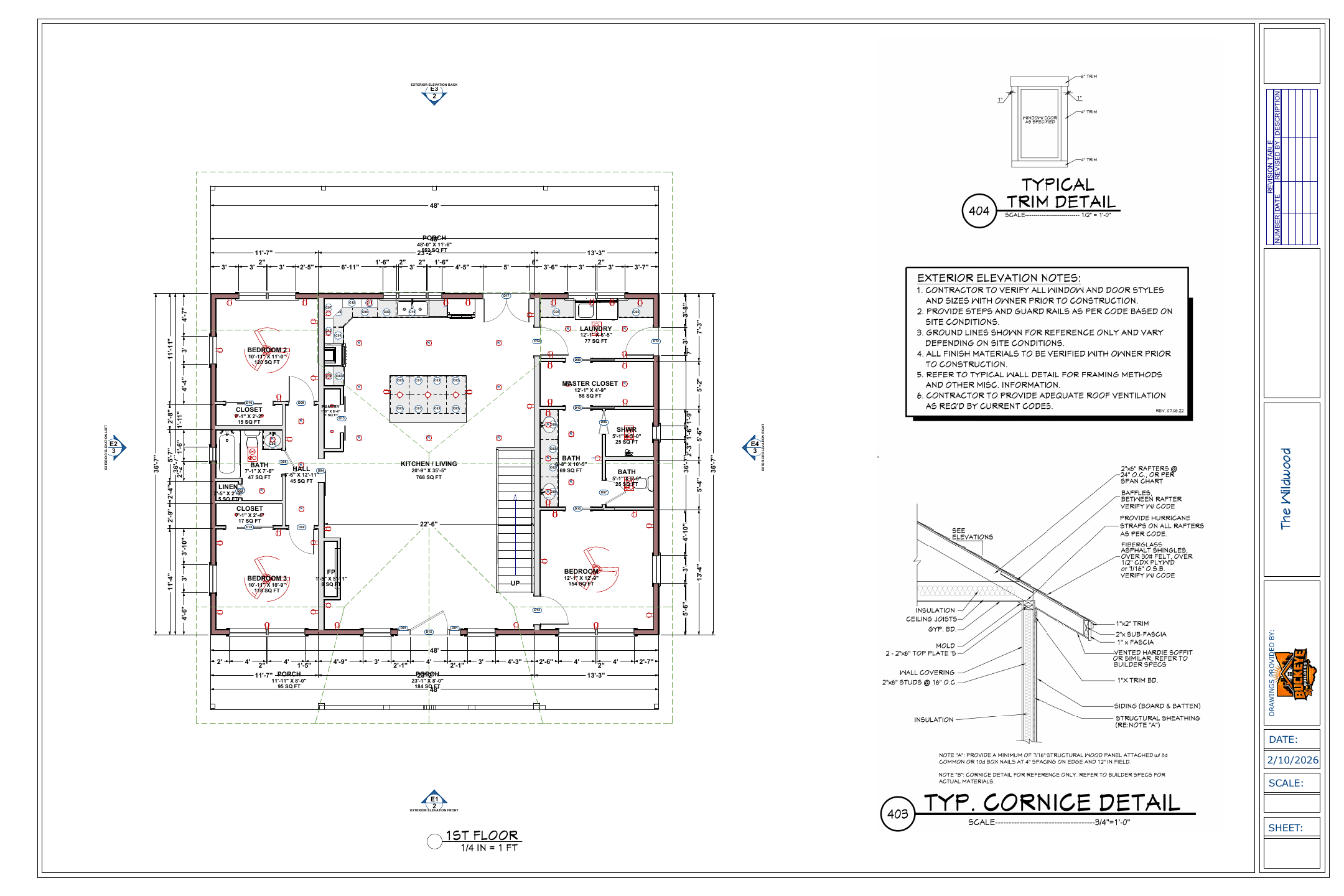 The Wildwood Crawlspace exact main floor plan from plan PDF