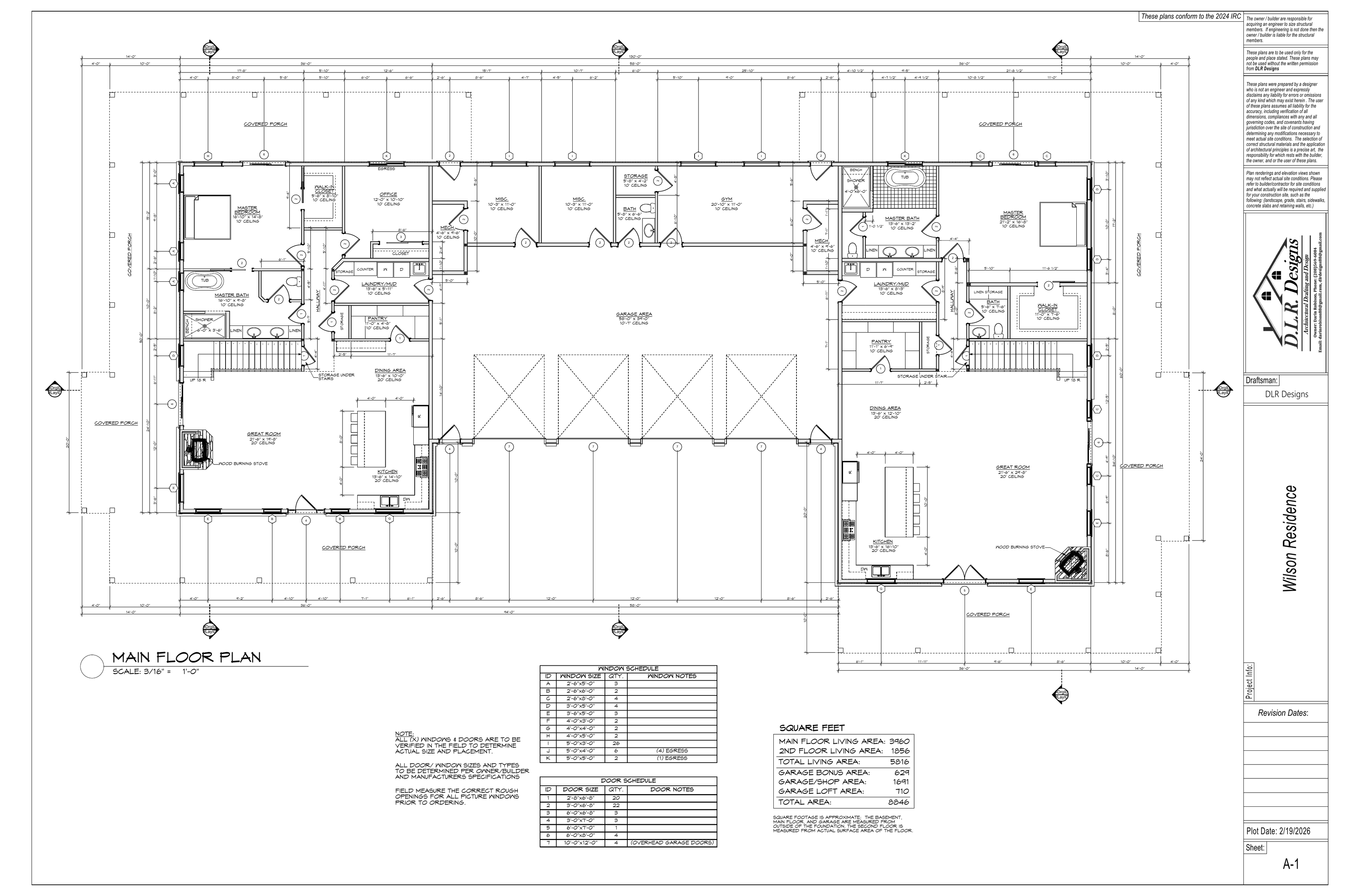 Exact main floor plan from the Wilson Residence final plan PDF
