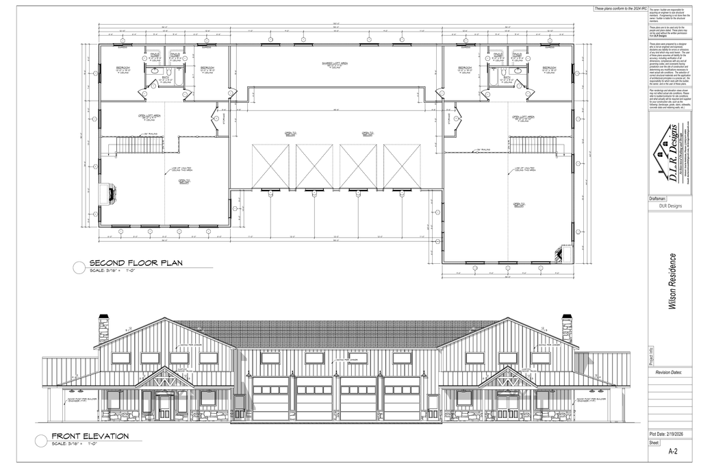 Exact second floor plan from the Wilson Residence final plan PDF